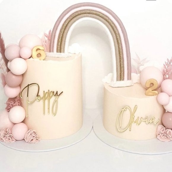 COPY - Macrame double rainbow cake topper boho - Picture 2 of 2